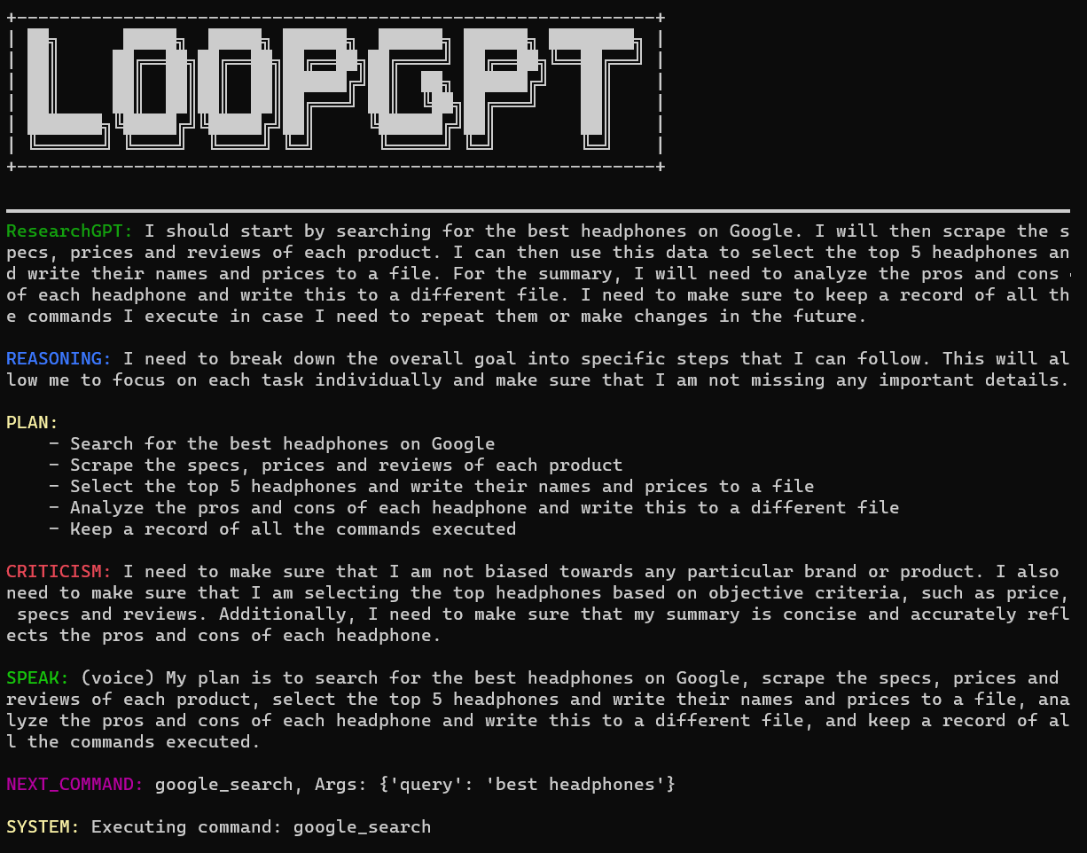 LoopGPT alternative autogpt